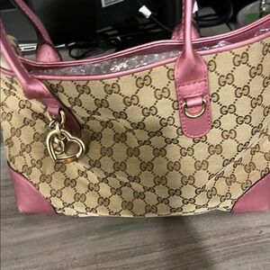 Gucci Tan and Pink Tote Bag